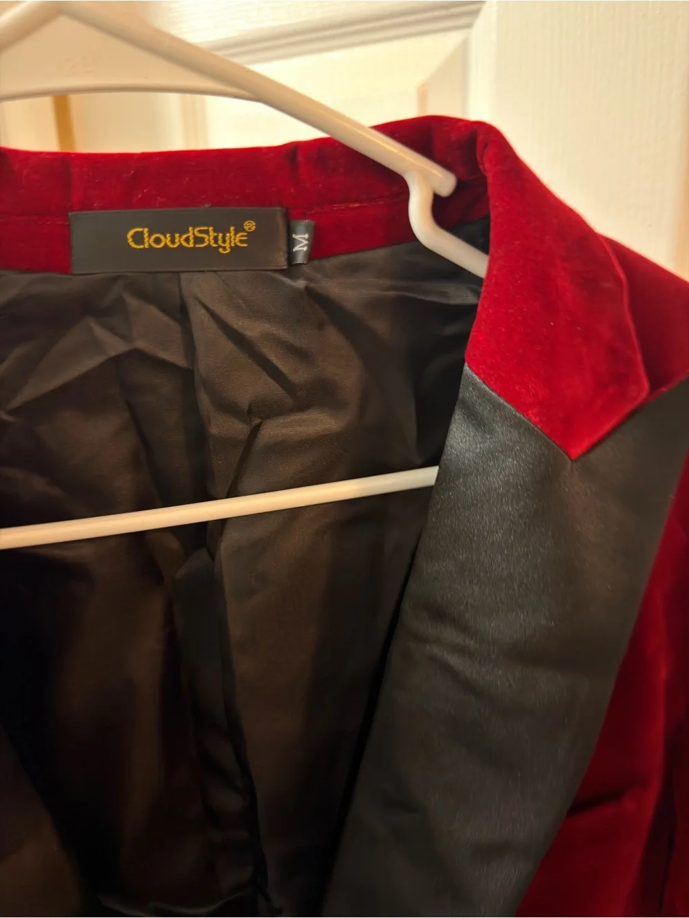 Men’s Red Velvet Blazer with Black Satin Lapel